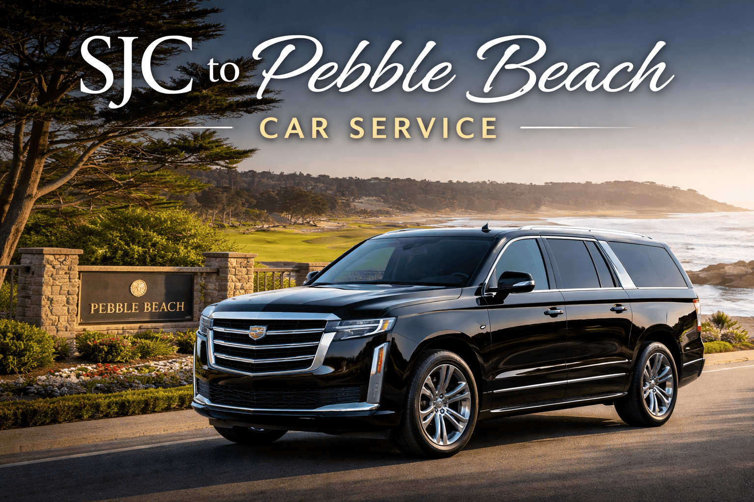 Luxury SJC to Pebble Beach car service SUV for private chauffeur transportation to Pebble Beach